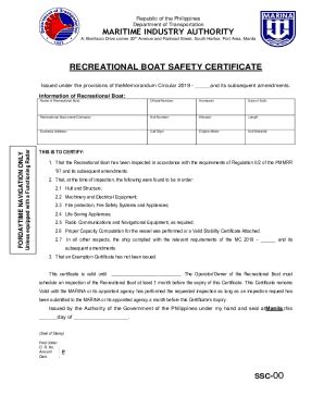 obrte form|Recreational Boat Certificate .
